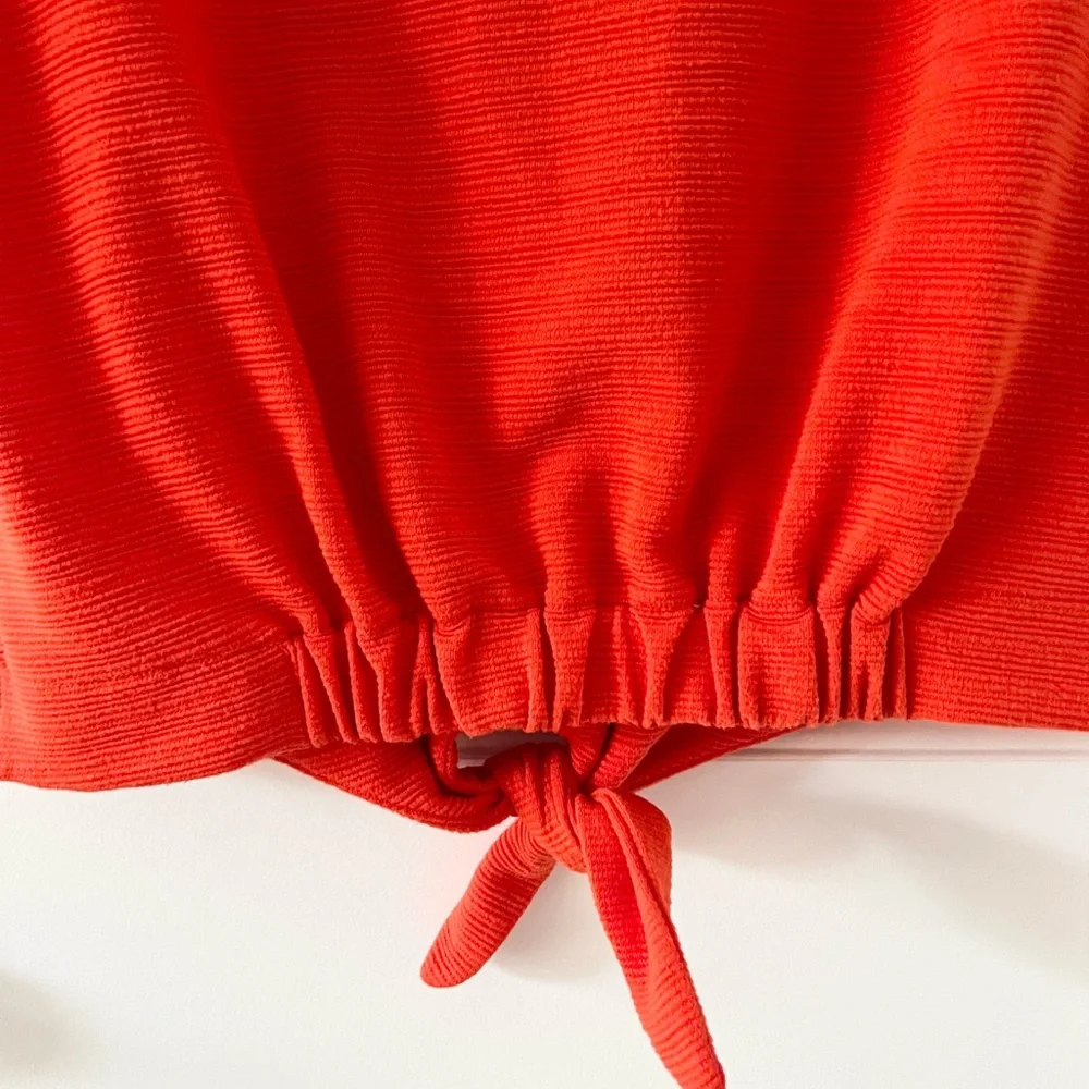 J. Crew Orange Textured Tie Front Button Down Tank Top